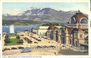 Bahnhofplatz mit Wagenbachbrunnen und Rigi Luzern Swizerland Unused 