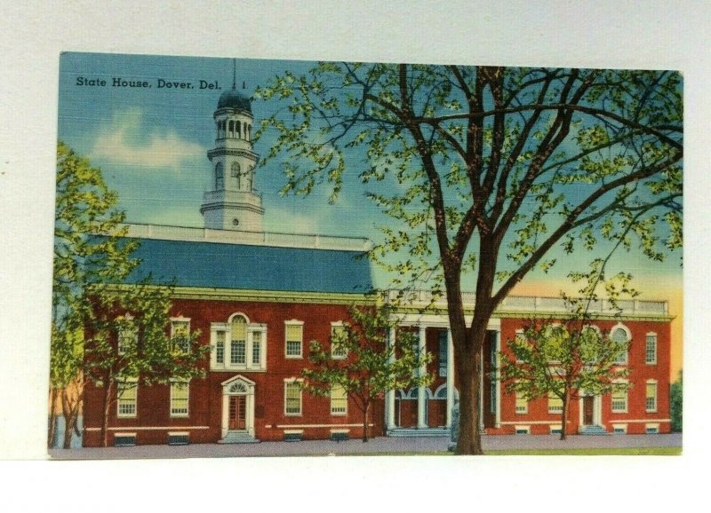 Dover Delaware State House Linen Vintage Postcard