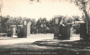 Vintage Postcard 1910's The President's Gate Bowdon College Brunswick Maine ME