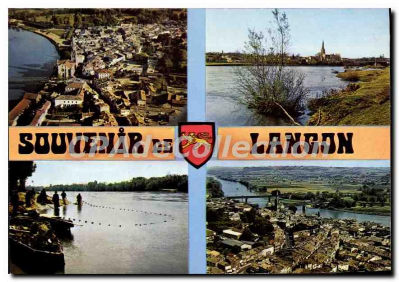 Modern Postcard Langon Vue Generale The Banks of the Garonne fishing shad