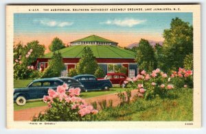 Auditorium Southern Methodist Lake Junaluska North Carolina Postcard Old Cars NC