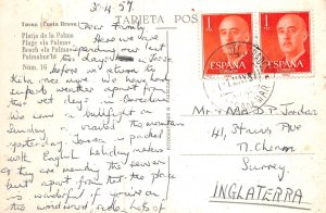 US33 postcard Spain Costa Brava Tossa la palma beach 1957