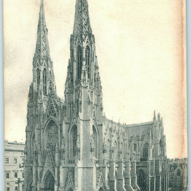 c1900s New York City, St Patrick's Cathedral Postcard Catholic Church Vtg A12