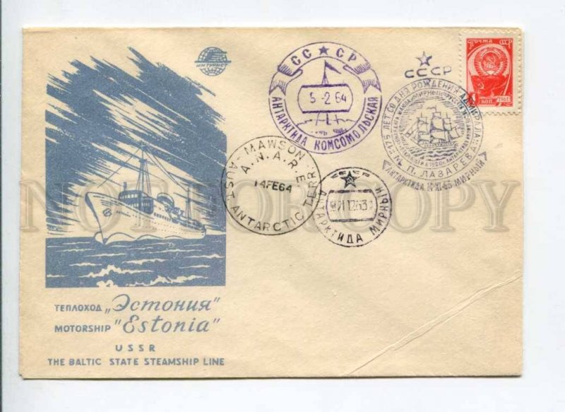 295549 1964 INTURIST ship Estonia Antarctica Mirny Komsomolskaya Mawson stations