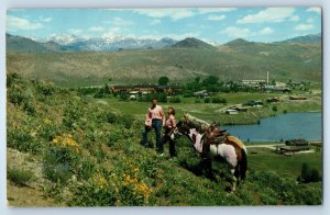1959 Sun Valley Idaho ID Vintage Postcard Horseback Riding Half Dollar Mountain