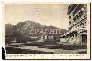 Postcard Old Superbagneres Grand Hotel and Funicular Station