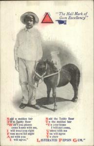 Listerated Pepsin Gum Boy Teddy Bear & Pony - Poem c1910 Postcard