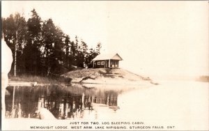 RPPC MEMIQUISIT LODGE STURGEON FALLS Ontario Lake Nipissing Log Cabin KH12
