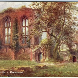 c1910s Kenilworth, England Postcard Banqueting Hall Ruins Medieval Castle A372