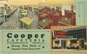 Illinois Chicago Cooper Cafeteria Interior Entrance Teich linen Postcard 22-3141