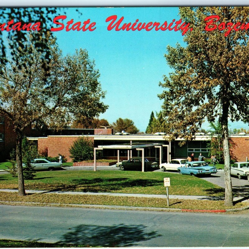 c1960s Bozeman, MT Hapner Hall Montana State College Campus Chrome Photo PC A68