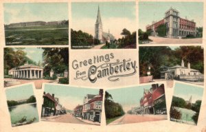 Vintage Postcard 1910s Multi View Famous Places Greetings From Camberley England