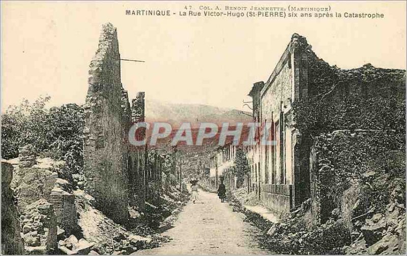 Old Postcard Martinique rue Victor Hugo (St Pierre) six years after the disaster