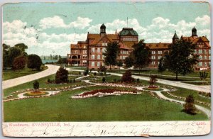 Evansville Indiana IND, 1907 Woodmere, Green Grass, Driveway, Vintage Postcard