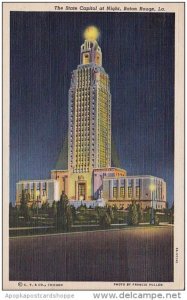 Louisianas Baton Rouge The State Capitol At Night 1945