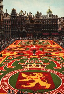 Postcard Market Place City Plaza Flower Carpet Bruxelles Brussel Belgium