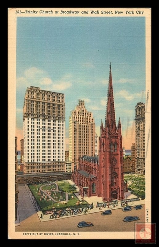 Trinity Church at Broadway and Wall Street, New York City