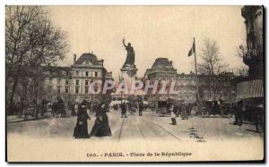 Old Postcard Paris Place de la Republique