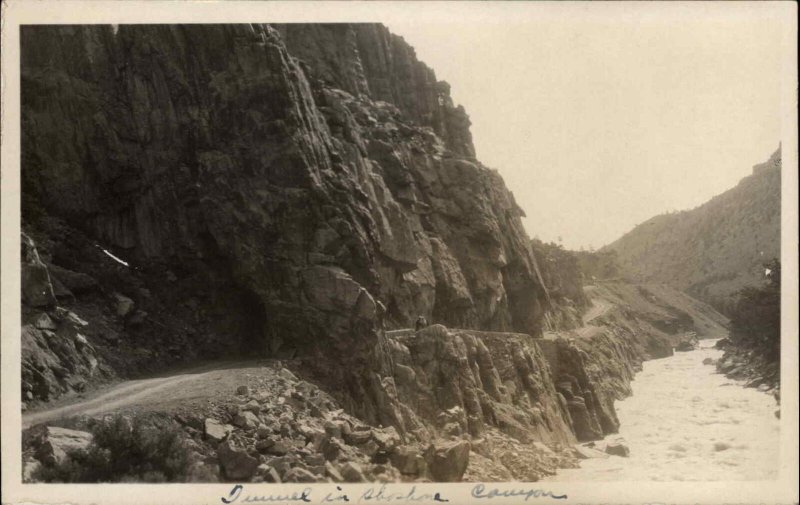 Shoshone Canyon Cody Yellowstone National Park c1920 Amateur RPPC