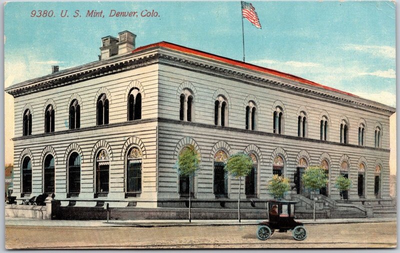 U. S. Mint Denver Colorado CO Building Street View Government Factories Postcard