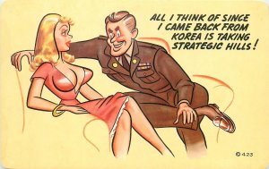 1950s Sexy woman soldier Strategy Noble Humor Cards artist Postcard 25-6090