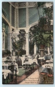 PALM BEACH, Florida FL ~ Handcolored GARDEN GRILL Hotel Royal Poinciana Postcard