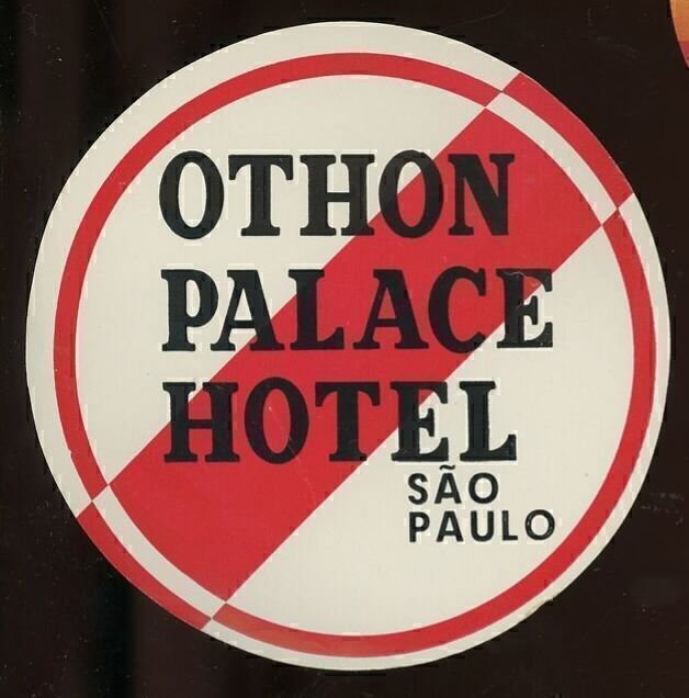 VINTAGE OTHON PALACE HOTEL SAN PAULO ADVERTISING LUGGAGE STICKER 13-74X