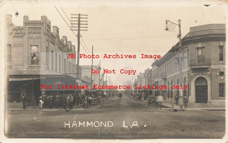 LA, Hammond, Louisiana, RPPC, Street Scene, Business Section, 1912 PM, Photo