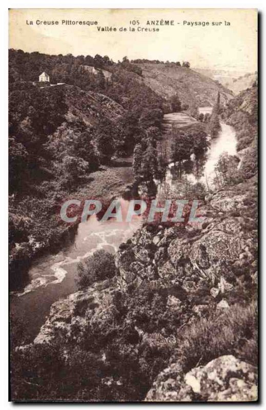 Postcard Old Creuse Anzeme picturesque landscape on the Valley of the Creuse