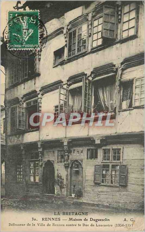 Postcard Old House Duguesclin Rennes Brittany Defender of the City of Rennes ...