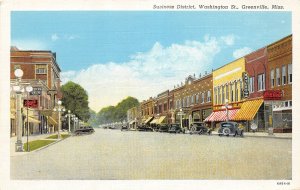 G66/ Greenville Mississippi Postcard Linen Stores Washington Street