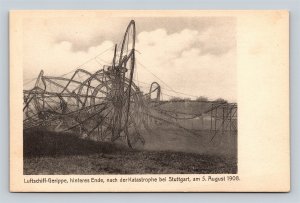 1908 Disaster Zeppelin LZ-4 Flugfeld Stuttgart-Echterdingen Germany Postcard