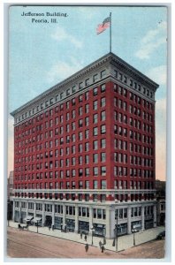 c1910 Exterior View Jefferson Building Peoria Illinois Antique Vintage Postcard