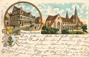 B584 Germany Litho Gruss aus Augsburg 1900s