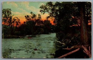 Postcard c1917 Scenic View of a River at Dawn CDS Duplex Cancel Avoca New York