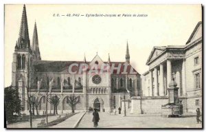 Old Postcard Pau S Church St Jacques and Courthouse