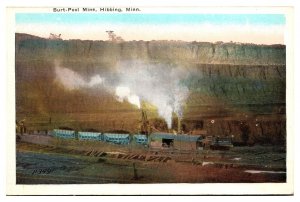 Antique Burt-Pool Mine, Train Cars Filled With Iron Ore, Hibbing, MN Postcard