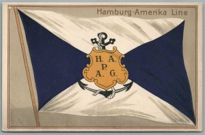 HAMBURG AMERICA LINE FLAG EMBOSSED ANTIQUE POSTCARD