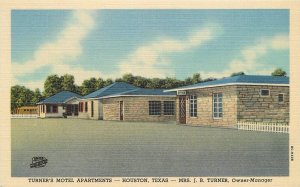 Texas Houston Turner's Motel Apartments Postcard Teich linen 23-487