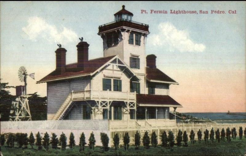 San Pedro CA Pt. Fermin Lighthouse c1910 Postcard #3