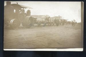 RPPC MEDICINE LAKE WYOMING VINTAGE TRACTOR PULUTZKE LUMBER ANTIQUE POSTCARD