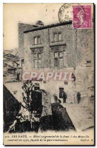 Old Postcard Les Baux Hotel lordly of fomille of Manville built in 1572 facad...