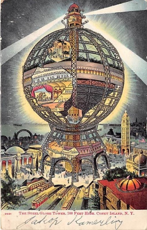 The Steel Globe Tower Coney Island, New York, USA Amusement Park 1906 