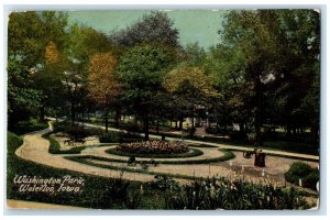 1912 Scenic View Washington Park Waterloo Iowa Posted Vintage Antique Postcard