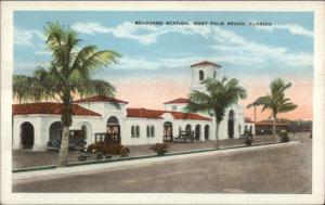 West Palm Beach FL Seaboard RR Train Station Depot c1920 Postcard #2