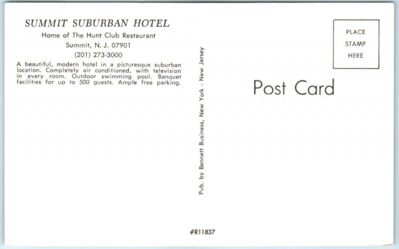 Postcard - Summit Suburban Hotel - Summit, New Jersey