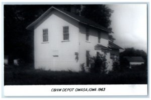 c1963 C&NW Depot Owasa Iowa IA Railroad Train Depot Station RPPC Photo Postcard