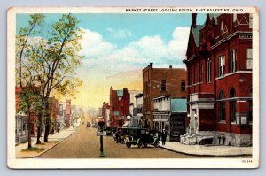 J87/ East Palestine Ohio Postcard c1910 Market Street Stores Autos 1198