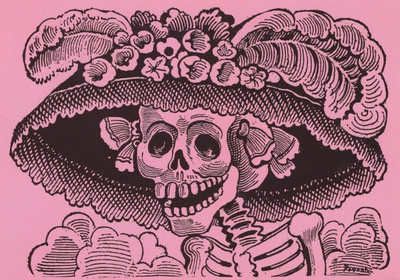 La Catrina Mexican Zombie Day Of The Dead Film Painting Postcard