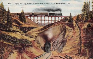 Moffat Road Railroad Train Looping the Loop Colorado 1913 postcard